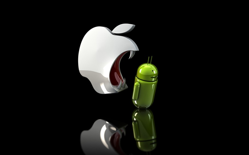illustration, apple, representation, black Background, still life, white, characters, white color, finance, close-up, falling, android, copy space, apple vs android