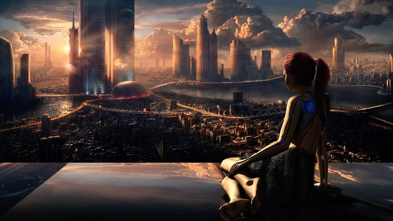 robot, digital art, 1080P, science fiction, futuristic, city, artwork, androids