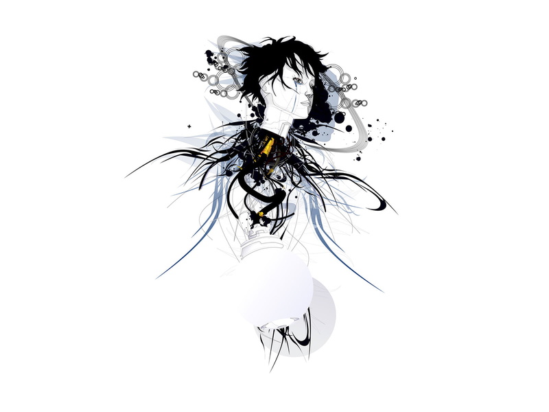 white, robot, digital/artwork, abstract, hd, head, cyborg, android, 720P