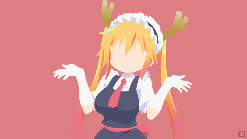 Kobayashi-san Chi no Maid Dragon, colored background, hand sign, studio shot, minimalism, indoors, gesturing, 4K, simple background, young women, hair