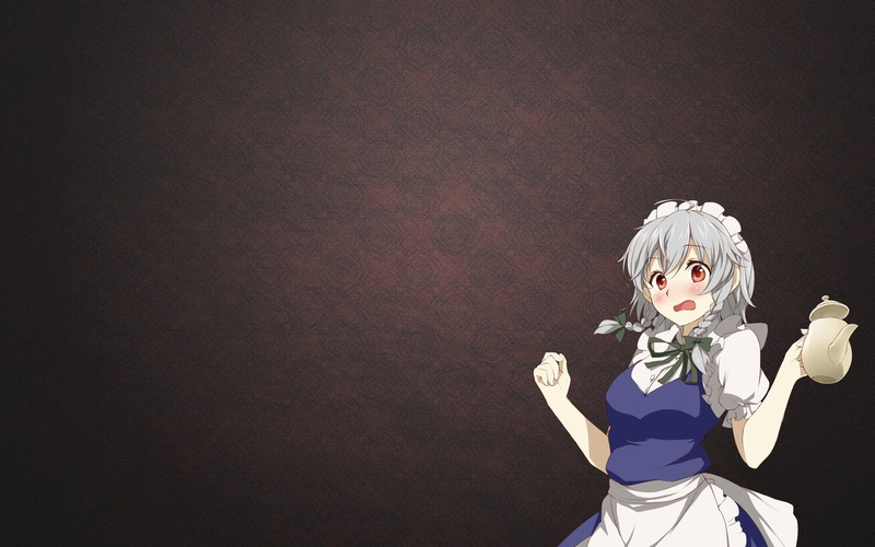 maid outfit, unrecognizable person, representation, costume, waist up, wall - building feature, lifestyles, disguise, 1080P, three quarter length, Touhou