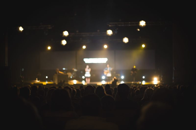 people, croud, guitar, stage, night, unrecognizable person, audience, watching, light, festival, popular music concert, show, group of people, large group of people