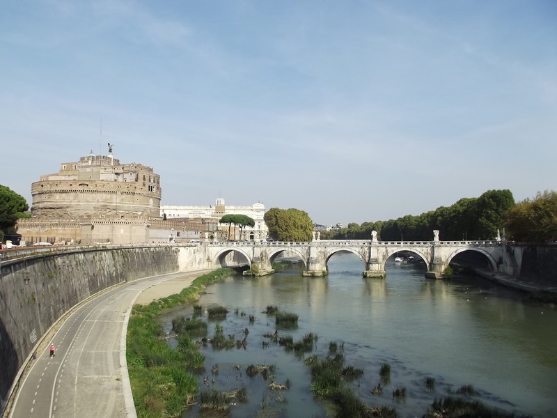 history, nature, river, sky, arch bridge, 1080P, bridge, green, travel destinations, no people, statue, Rome, the past, connection, day, outdoors, bridge - man made structure