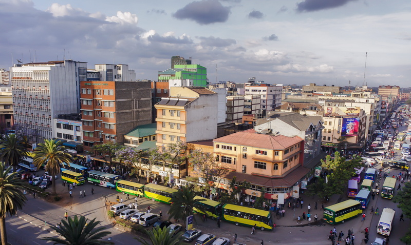 district, incidental people, crowded, downtown, cityscape, architecture, nairobi, land vehicle, motor vehicle, day, vehicles, high angle view, commercial