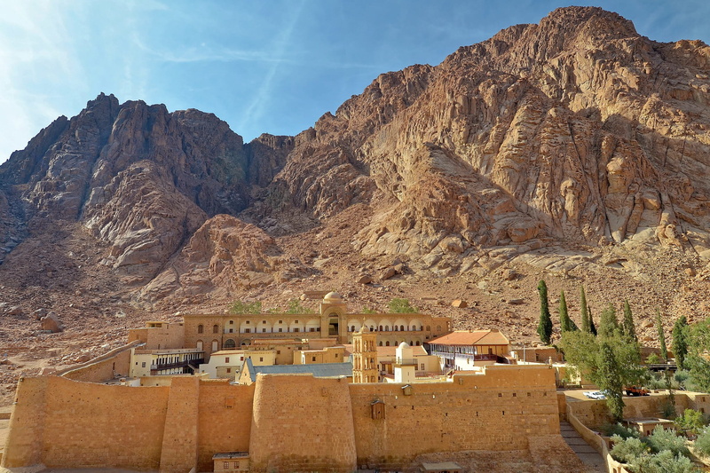 landscape, egypt, built structure, no people, nature, house, rock, st catherines monastery, sinai, religion, land, rocky mountains, outdoors, sky, scenics - nature