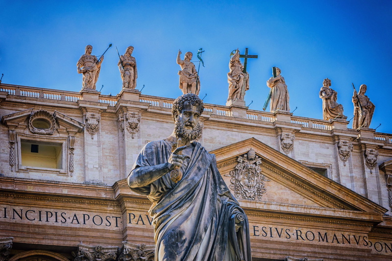 the past, st peters basilica, antique, travel destinations, tourism, female likeness, built structure, architecture, bible, travel, building exterior, blue