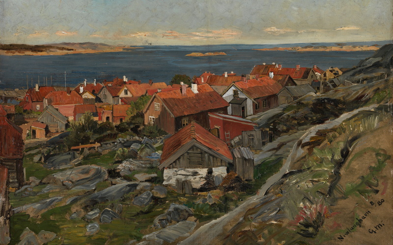 Norwegian painter and illustrator, 5K, Gerhard Munthe, View Nevlunghavn, National Gallery (Norway), Gerhard Peter Franz Munte, National gallery ( Norway )