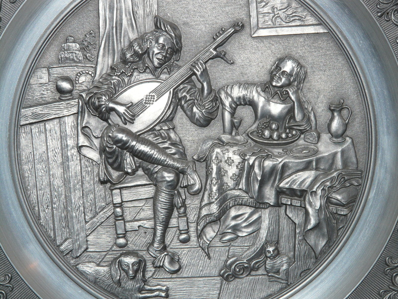 art and craft, indoors, funny, male likeness, musical, celebration, day, guitar, 2K, fruit, Relief, design, silver colored, Wall Plate, Iron, minne, creativity