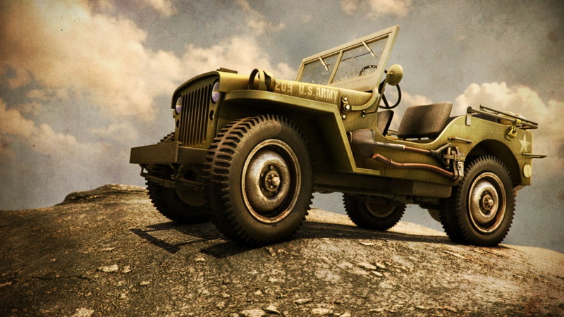 car, jeep willys, 1080P