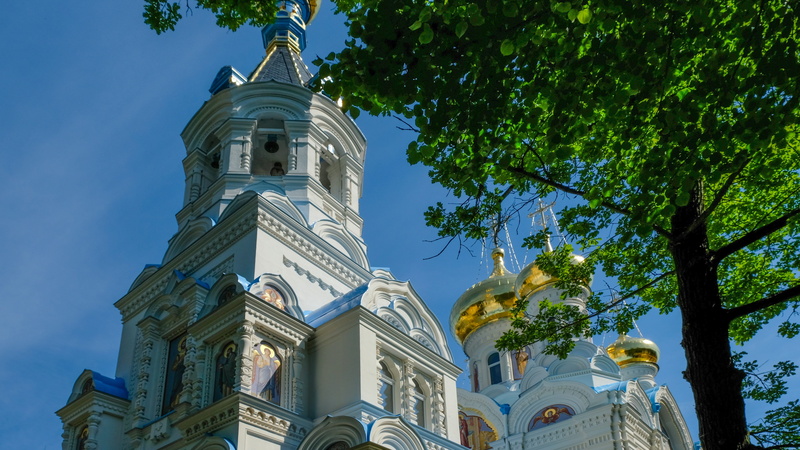 sky, religion, blue, tree, 5K, karlovy-vary, built structure, spirituality, spire, russian orthodox church, nature, architecture, belief, tower, czech republic