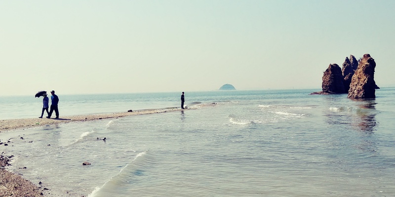 coastline, trip, blue, scenics - nature, people, horizon, men, vacations, sky, water, outdoors, west sea, clear sky, waves, wave, fun, pause, moses, korea