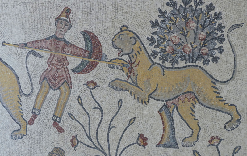 human representation, mural, indoors, animal, 4K, no people, mosaic, art, multi colored, architecture, bible, hunting, pattern, monastery, ornate, image