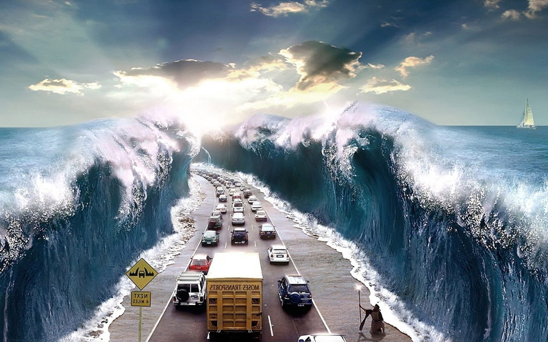 1080P, moses humor car sea road
