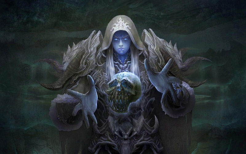 illustration, dark, world, 1080P, fantasy, 3d and abstract, s, warcraft, secrets, arthas, master, skull, magic