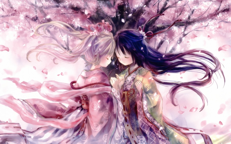 variation, full frame, creativity, mixing, pink color, water, abstract, no people, ink, motion, cherry trees, two, indoors, anime, purple, art and craft