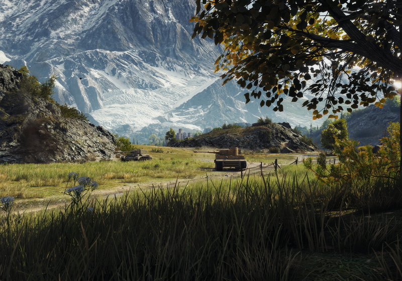 no people, field, rural scene, grass, mountain range, environment, tranquil scene, outdoors, landscape, non-urban scene, plant, World of Tanks, growth