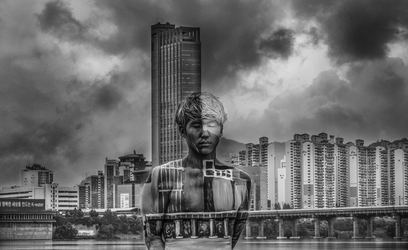 1080P, Seoul, monochrome, men, cityscape, Joachim Bergauer, model