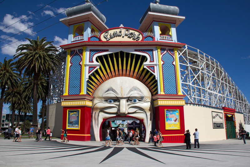 amusement park, holiday, outside, nature, luna, outdoors, tree, 5K, street, famous Place, melbourne, sky, entertainment, travel, architecture, australia