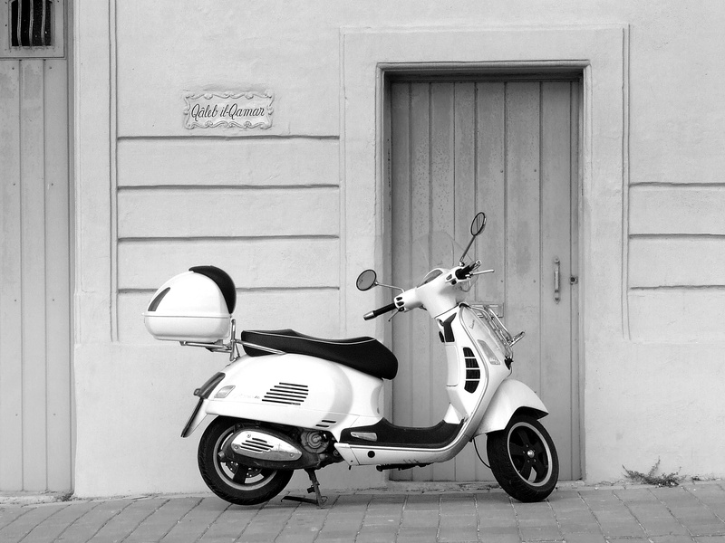 urban, trendy, fashion, no people, white, street, parking, motor scooter, funky, outdoors, photography, transportation, day, style, beside, motor, 2K