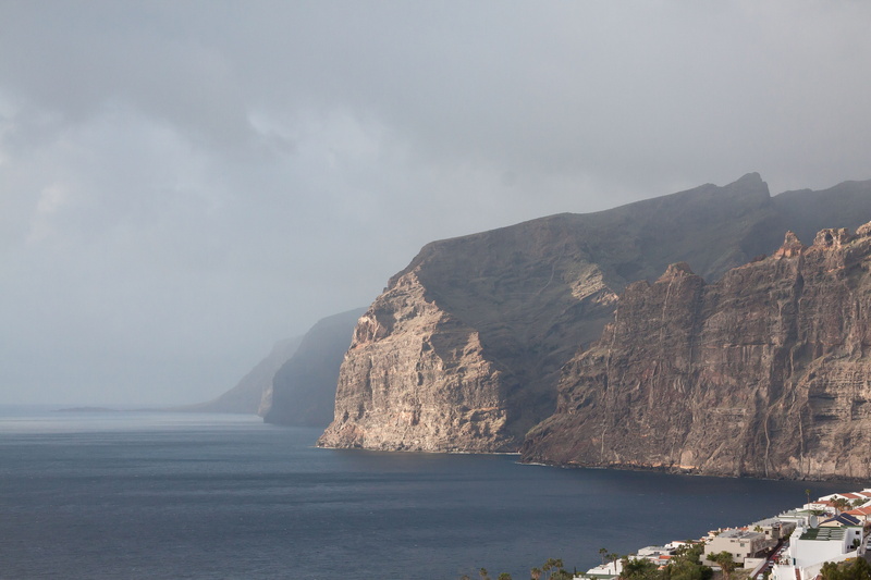 rock, nature, shadow, tranquil scene, los gigantes, bay, 4K, scenics - nature, santiago del teide, outdoors, sunlight, country houses, no people, ship