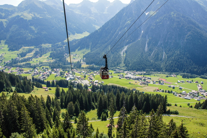 kleinwalsertal, hill, vision, beauty in nature, mountain railway, non-urban scene, european Alps, switzerland, 4K, scenics - nature, summer, overview