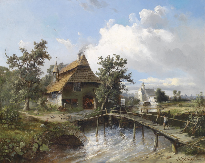 picture, Smiths Creek, 4K, Carl Georg Köster, 1881, painting