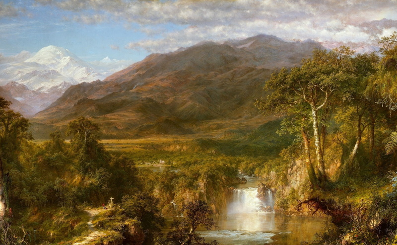 outdoors, no People, idyllic, scenics - nature, canyon, oil, forest, famous Place, lake, falling, autumn, falls, art, mountain Range, rock, canvas, green