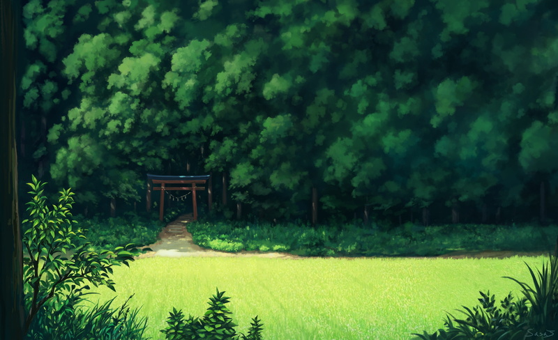 plant, outdoors, tranquility, no people, tranquil scene, path, anime landscape, Anime, 2K, built structure, nature, scenic, architecture, day, scenics - nature