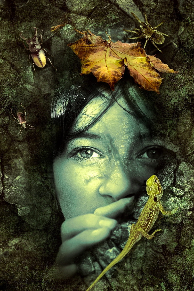woman, 1080P, front view, composing, dreams, mysticism, leisure activity, contemplation, sage, looking at camera, one person, beautiful, digital composite