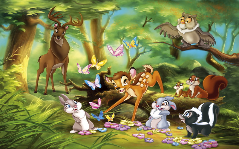 desktop, bambi, owl, squirrels, forest, rabbit, prince, hd, great, 1080P, friends, thumper, butterflies