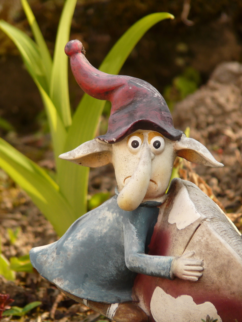 horned, disappointed, field, holzfigur, male likeness, craft, toy, nature, day, meadow, sculpture, are, creativity, Gnome, close-up, Creature, out of tune