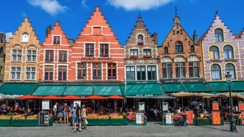 built structure, building exterior, cafe, belgium, real people, market, multi colored, people, day, city, building, sky, travel destinations, crowd, square