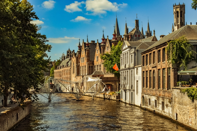 brugge, tourism, sky, building, cloud - sky, canal, historical, water, river, bridge - man made structure, buildings, history, city, connection, bridge