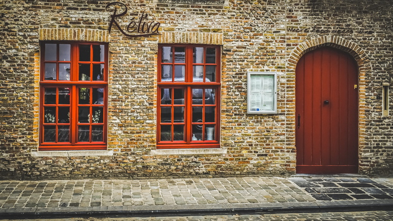 wall - building feature, belgium, residential district, closed, building, entrance, outdoors, picturesque, built structure, door, window frame, flanders