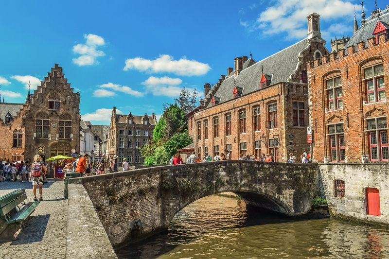 building, canal, flanders, romantic, day, historical, buildings, city, picturesque, bridge, connection, architecture, travel destinations, river, tourism