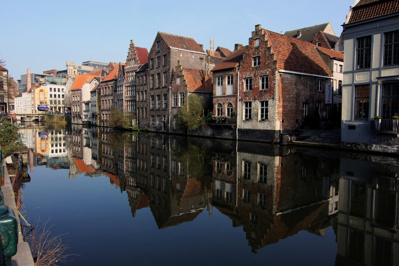 4K, residential district, symmetry, Old Town, brugge, canal, day, Mirroring, homes, water, no people, nature, bruges, outdoors, sky, house, building exterior
