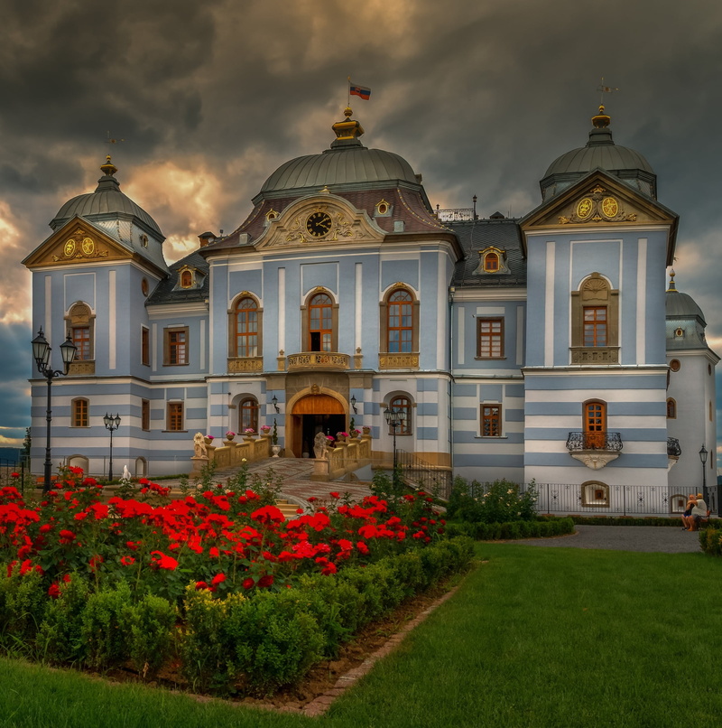 decor, halicsky zamok, building exterior, halič castle, history, spirituality, galicia, church, blue, cloud - sky, sunset, near, belief, built structure