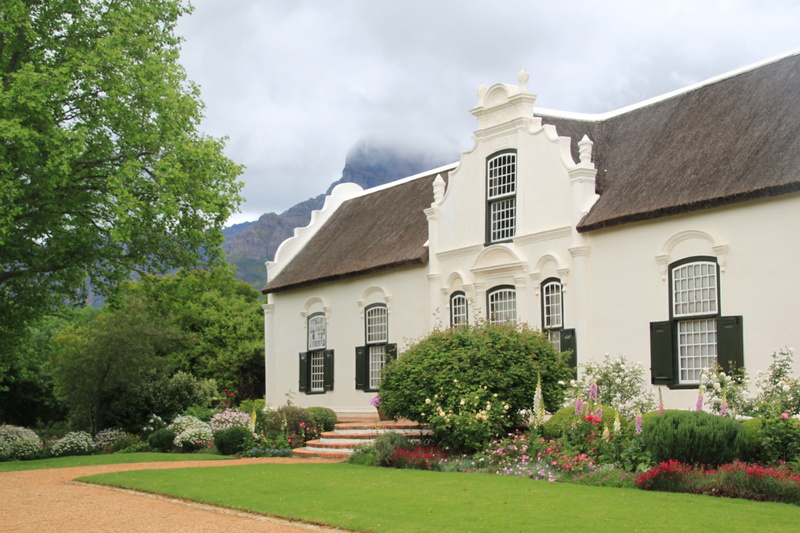 south africa, clouds, wine country, manor house, plant, surrounded, facade, flowers, park, green color, house, landscape, white, summer, cloud - sky, architecture