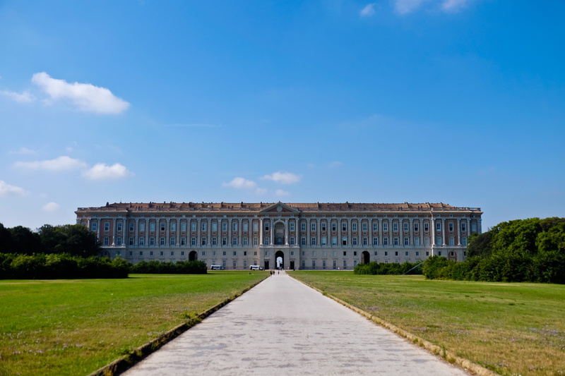 mansion, king, architecture, day, travel destinations, richness, plant, blue, province of caserta, building exterior, tree, nature, hall, grandeur, grass