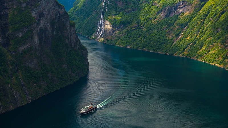 cliff, europe, 1080P, geiranger, fjord, geirangerfjord, norway, seven sisters waterfall, waterway