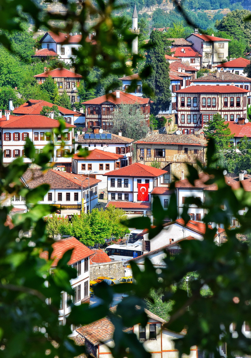 day, building exterior, 5K, architecture, mansion, wood, apartment, tree, townscape, canyon, selective focus, focus on background, background, landscape