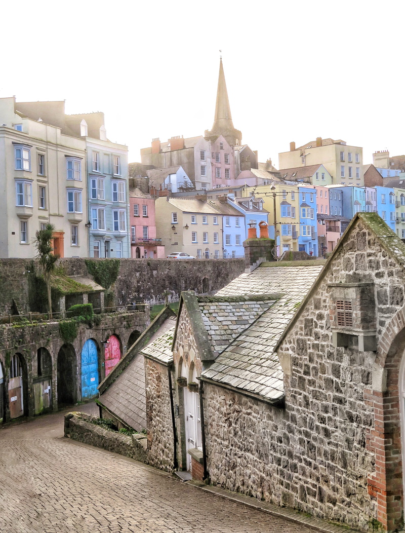 welsh coast, building exterior, no people, clear sky, architecture, wales, pembrokeshire, united kingdom, residential district, town, beautiful town, tower