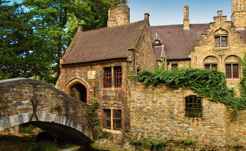 old, window, architecture, Belgium, sunlight, tree, outdoors, building, the past, low angle view, bruges, brown, arch, 2K, arch bridge, houses, brick