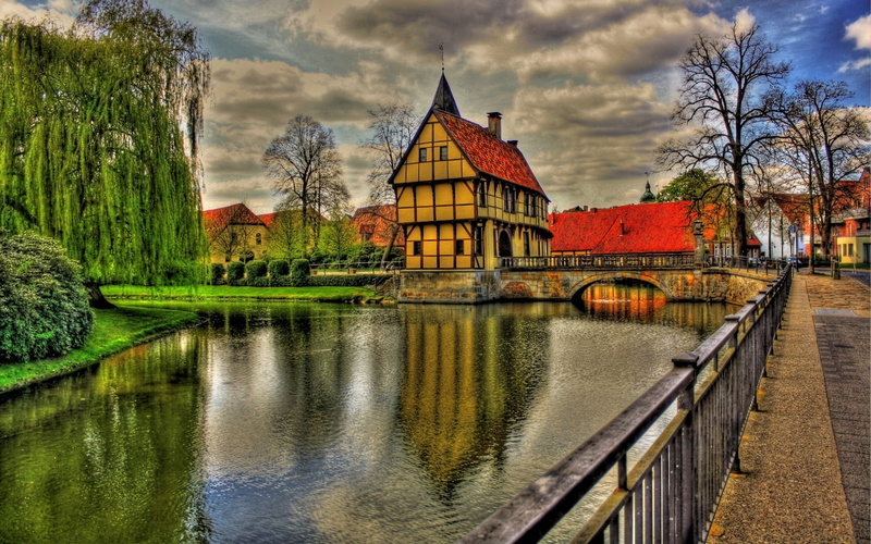 night, canal, clouds, cloud - sky, colorful, travel Destinations, outdoors, home, beige, netherlands, house, connection, red, dusk, tourism, 720P, structure