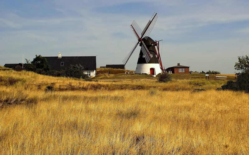 outdoors, wind, landscape, wood - Material, building exterior, fuel and power generation, europe, day, turbine, plant, brown, traditional Windmill, land