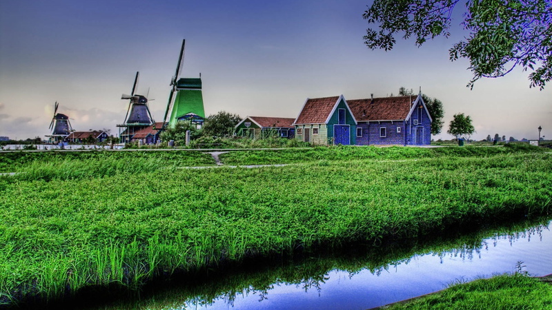 herbs, nature, grass, fuel and power generation, old, kinderdijk, sky, dutch Culture, wind power, water, tranquil Scene, mill, windmill, no people, river