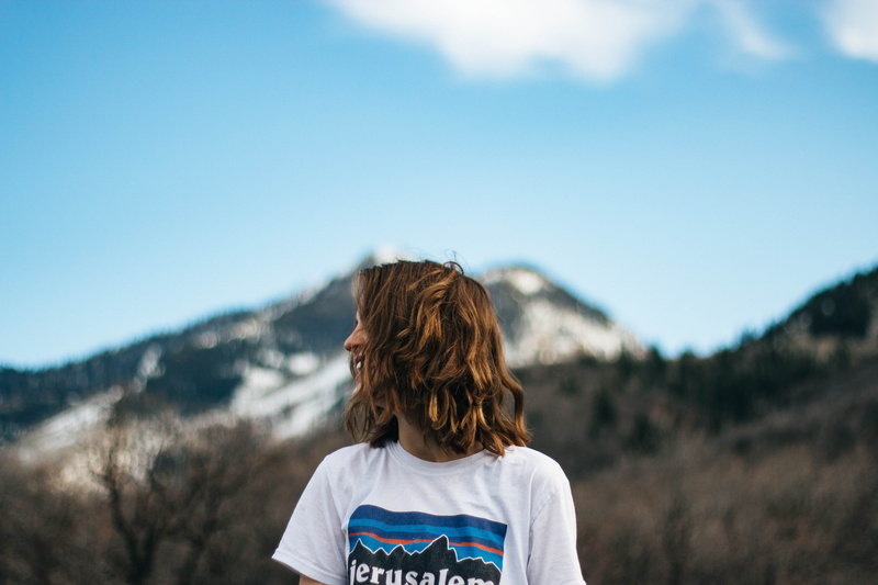 real people, united states, red head, rear view, front, mountaing, sky, outdoors, human, women, person, female, faceless, long hair, provo canyon, left