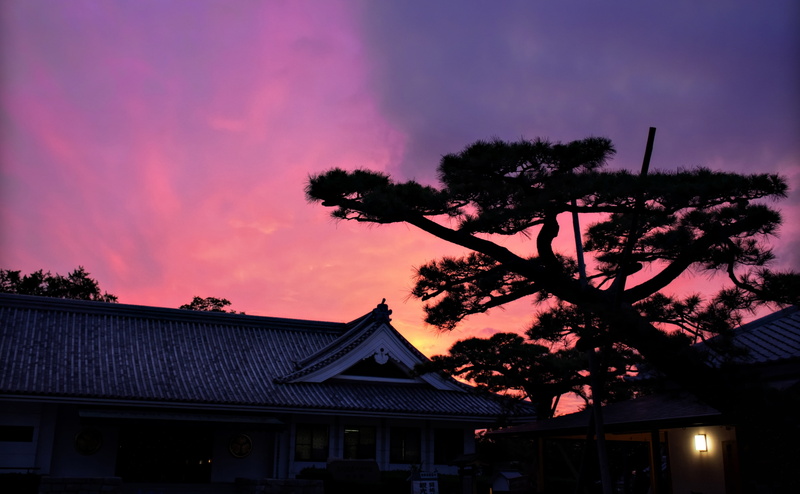 dusk, Asia, building, tree, silhouette, sky, built structure, cloud - sky, outdoors, Honshu, Landscape, Photomatix Pro, 4K, Japan, low angle view, Summer