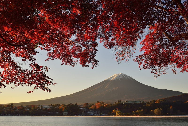 japan, fuji, landscape, honshu, 1080P, lake, volcano, mountain, autumn