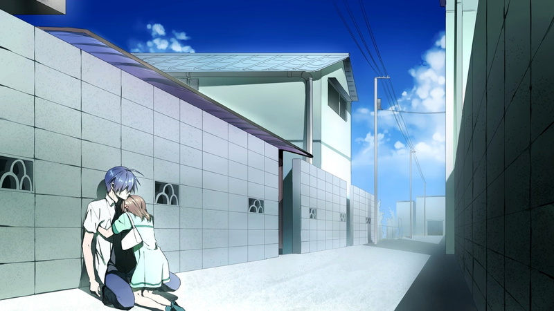 city, Tomoya Okazaki, sadness, 1080P, anime, Okazaki Tomoya, Clannad, Nagisa Furukawa, crying, couple